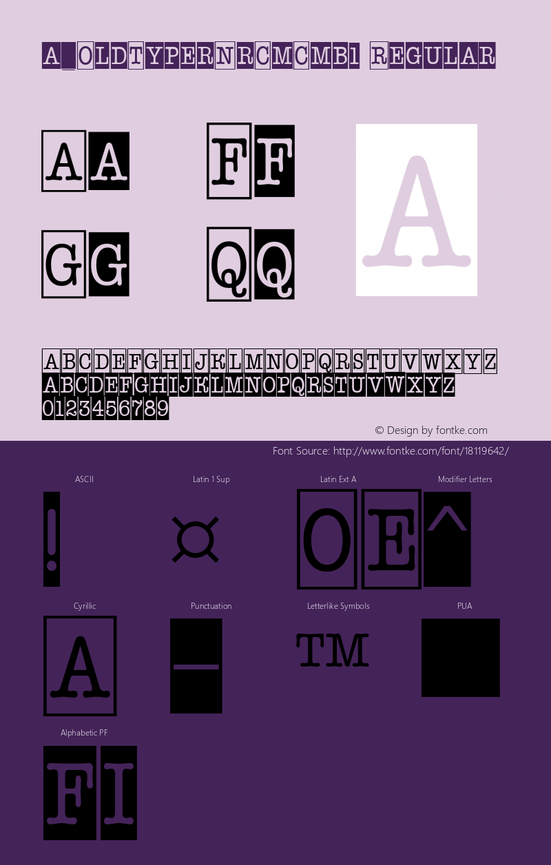 a_OldTyperNrCmCmb1 Regular 01.03 Font Sample