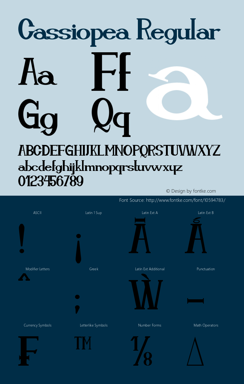 Cassiopea Regular Version 1.00 September 12, 2014, initial release Font Sample