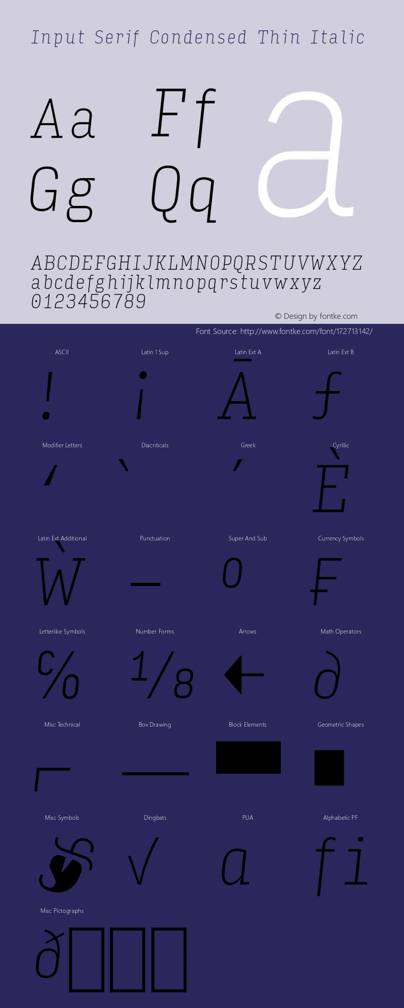 InputSerifCondensed ThinIta Version 0.000;PS 0.0;hotconv 1.0.72;makeotf.lib2.5.5900; ttfautohint (v0.9)图片样张