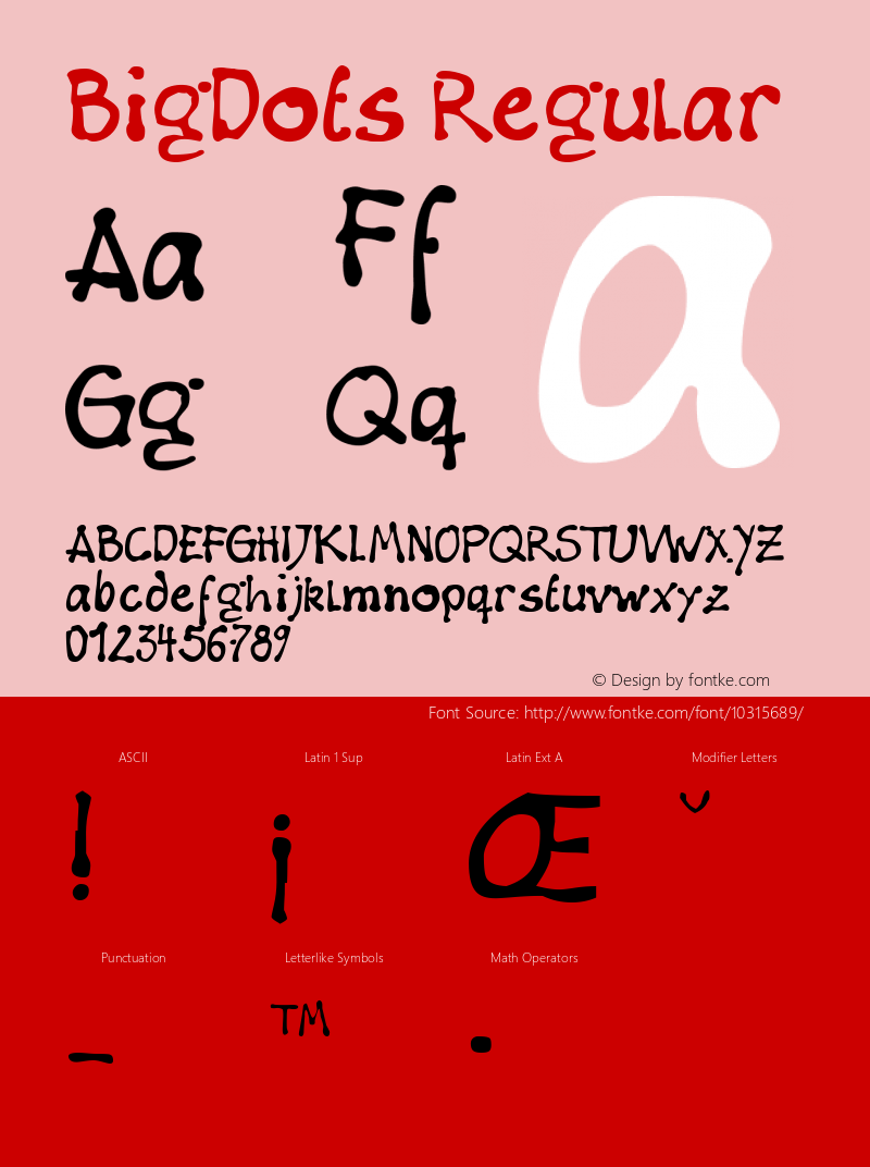 BigDots Regular Macromedia Fontographer 4.1.2 24.10.2000 Font Sample