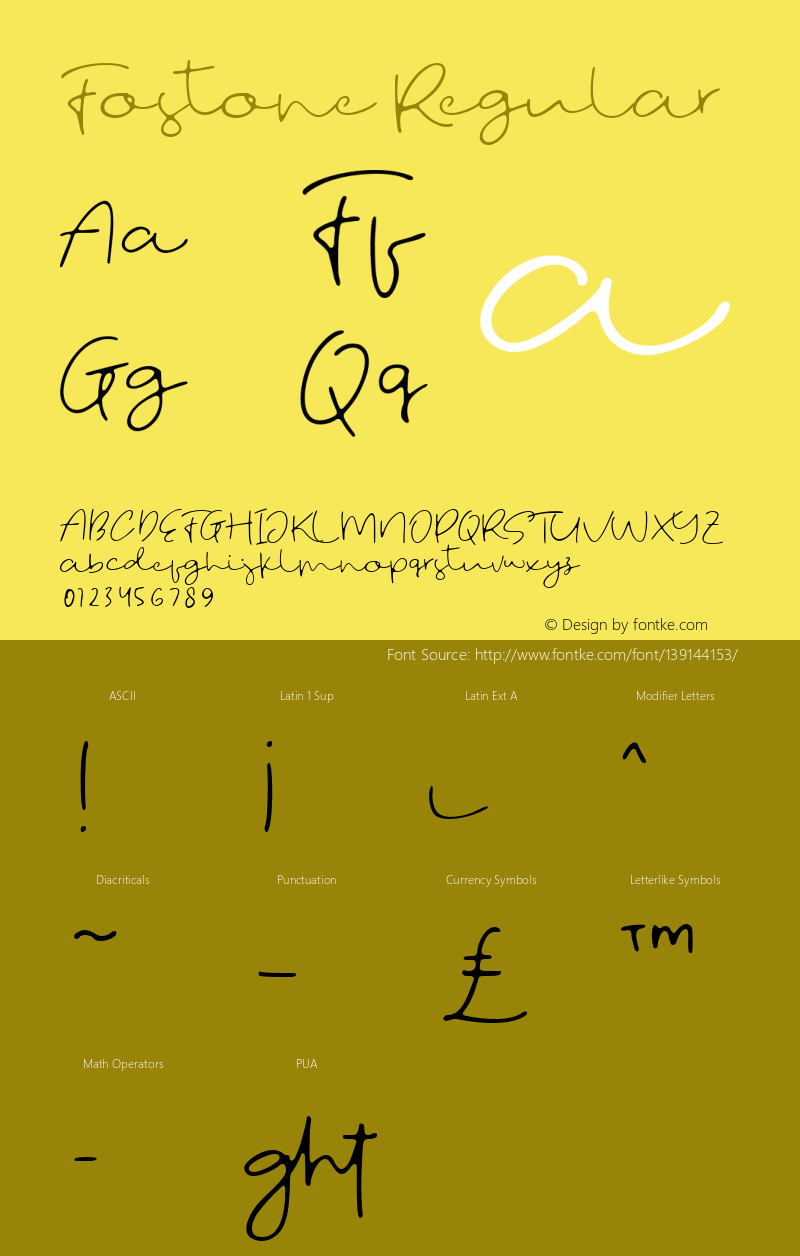 Fostone Version 1.00;April 2, 2021;FontCreator 13.0.0.2683 32-bit Font Sample