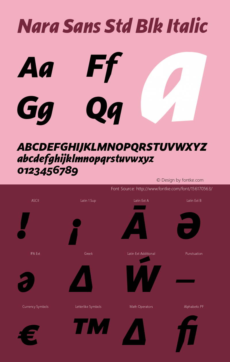 Nara Sans Std Black Italic Version 1.0; 2017 Font Sample