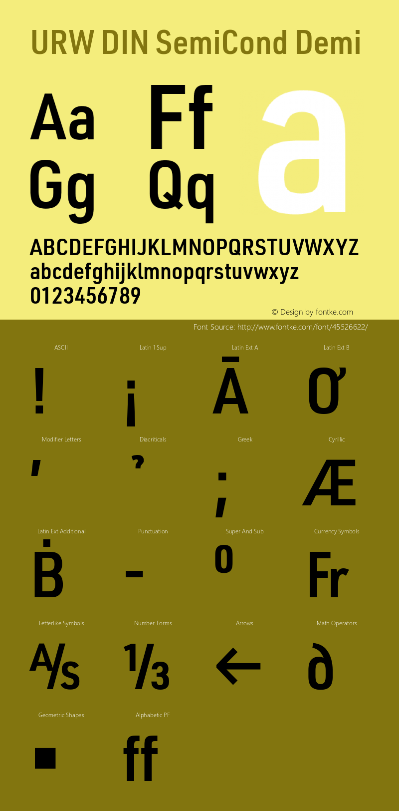 URW DIN SemiCond Demi Version 3.00 Font Sample