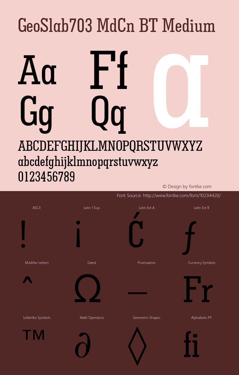 GeoSlab703 MdCn BT Medium Version 1.01 emb4-OT Font Sample