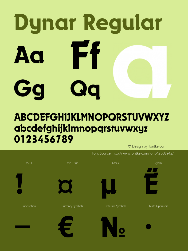 Dynar Regular OTF 1.0;PS 1.2;Core 116;AOCM 1.0 28 Font Sample