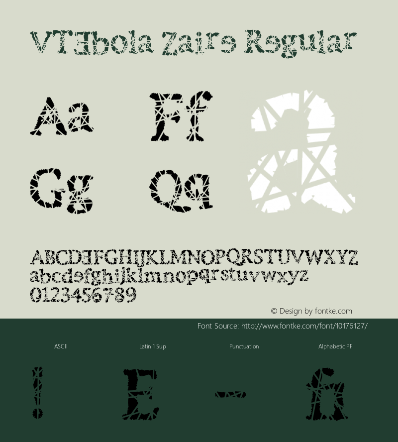 VTEbola Zaire Regular 001.000 Font Sample