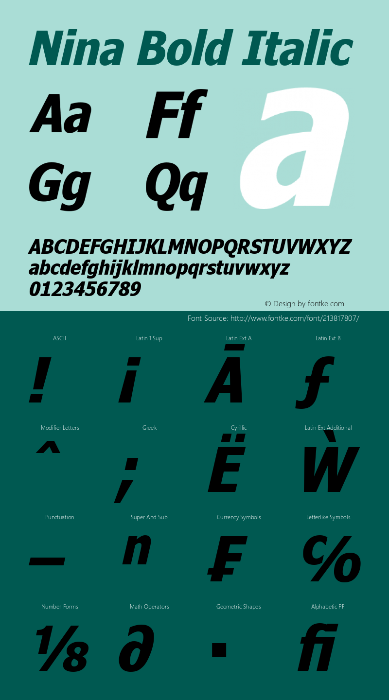 Nina Bold Italic Version 1.01图片样张