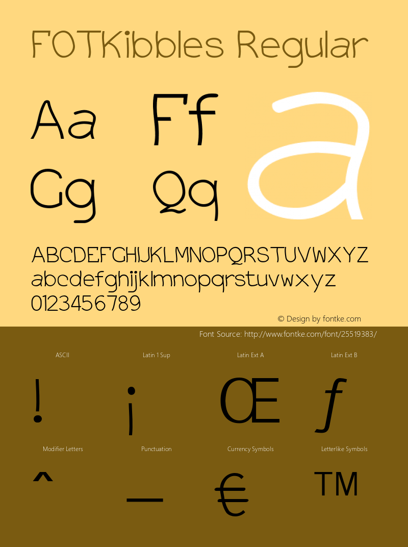 FOTKibbles Version 1.000 Font Sample