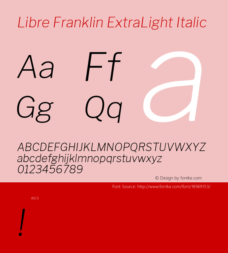 Libre Franklin ExtraLight Italic Version 1.003;PS 001.003;hotconv 1.0.88;makeotf.lib2.5.64775; ttfautohint (v1.4.1) Font Sample