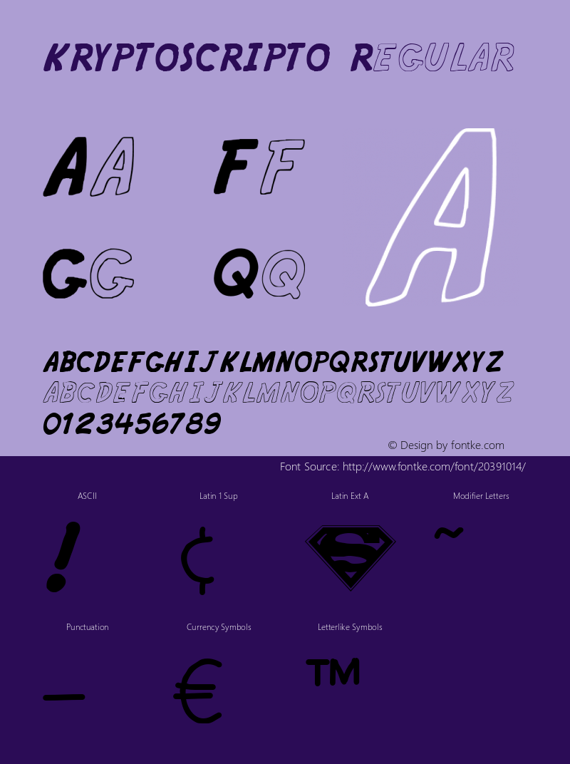 KRYPTOSCRIPTO Version 2.001 Font Sample