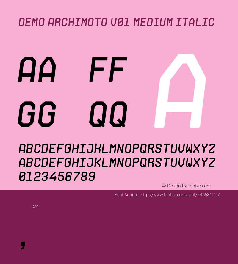 DemoArchimotoV01-MediumItalic Version 1.000图片样张