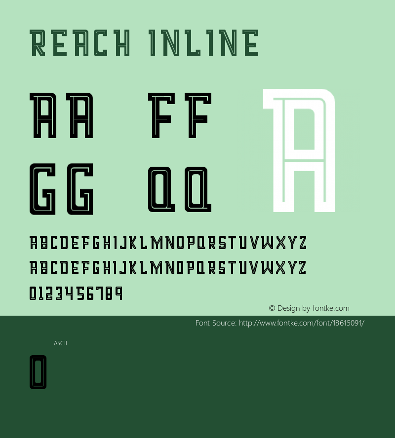 Reach Inline Version 1.0 Font Sample