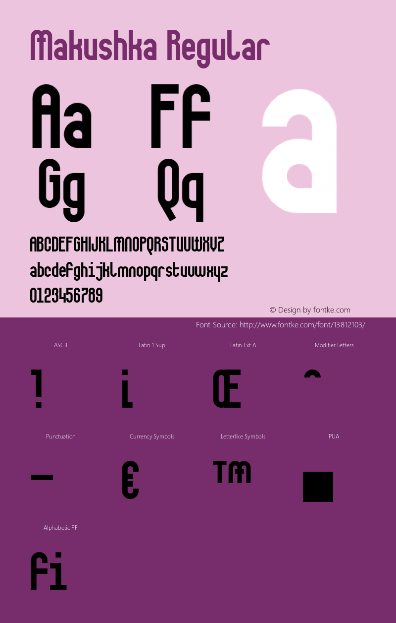 Makushka Regular Version 1.000 2010 initial release Font Sample