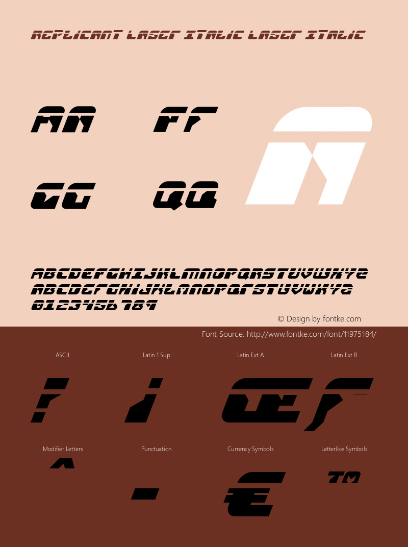 Replicant Laser Italic Laser Italic 2 Font Sample