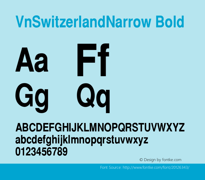 VnSwitzerlandNarrow Bold 001.003 Font Sample