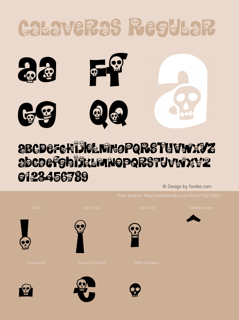 Calaveras Regular Macromedia Fontographer 4.1.3 2/21/09 Font Sample