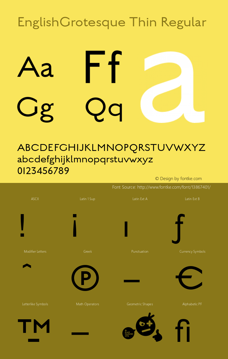 EnglishGrotesque Thin Regular 001.000 Font Sample