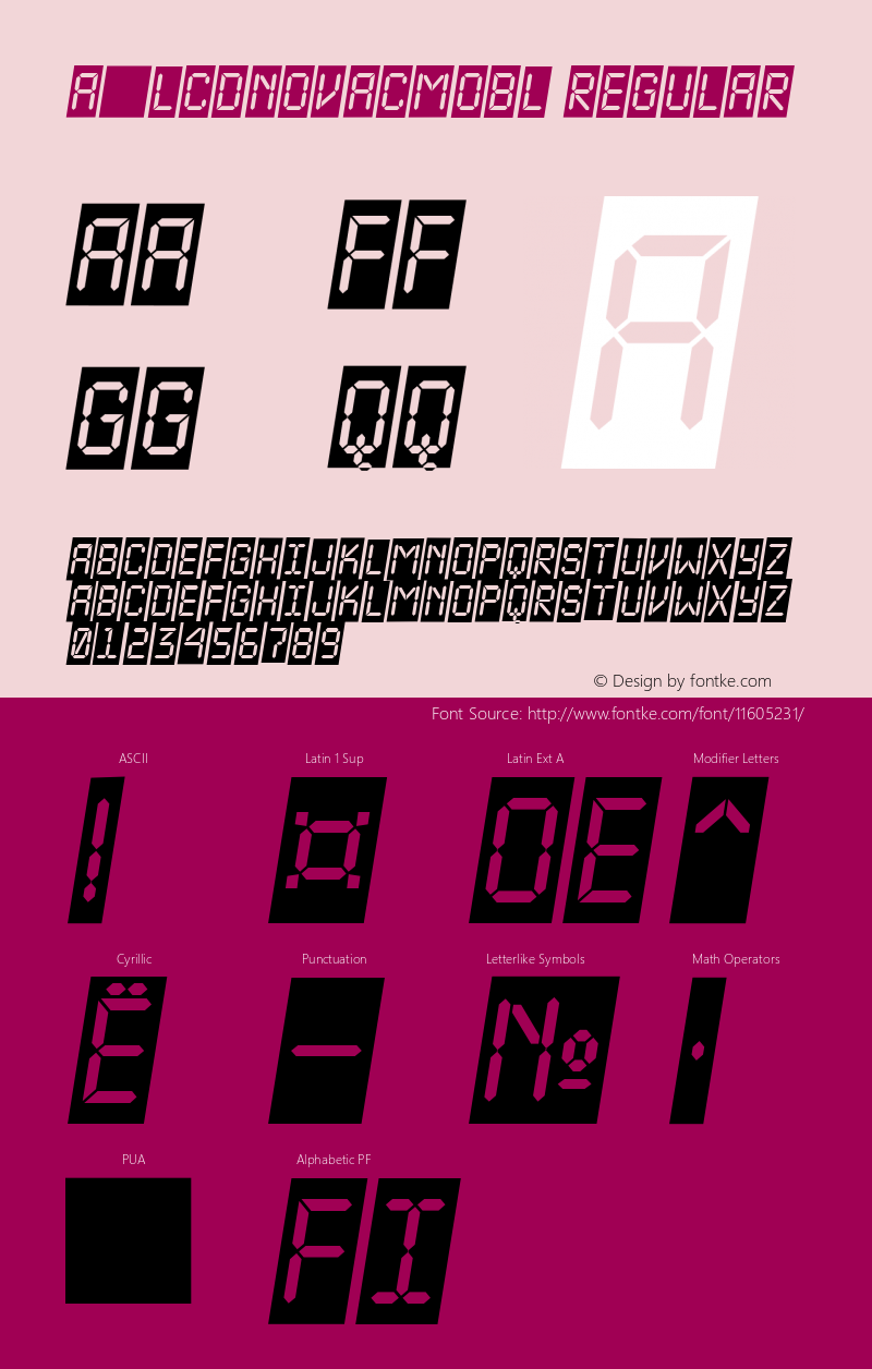 a_LCDNovaCmObl Regular 01.02 Font Sample