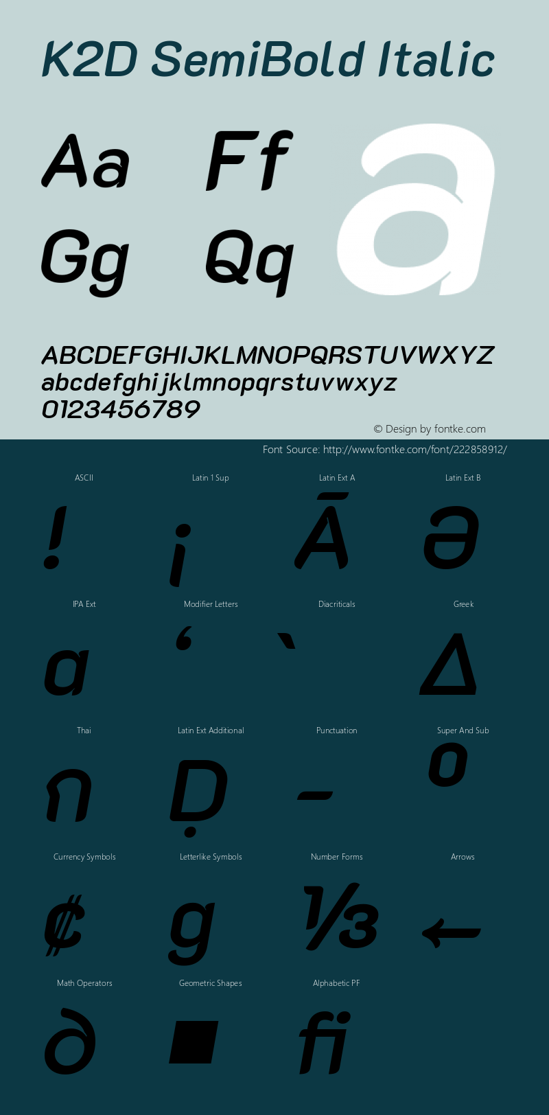 K2D SemiBold Italic Version 1.000; ttfautohint (v1.6)图片样张