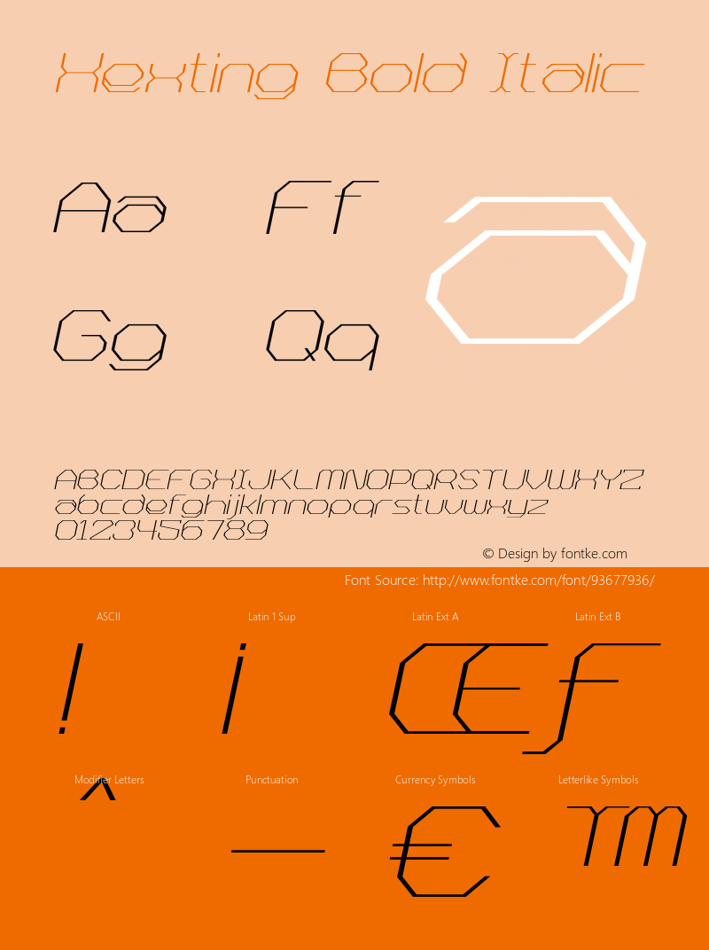 Hexting-BoldItalic Version 1.000 Font Sample