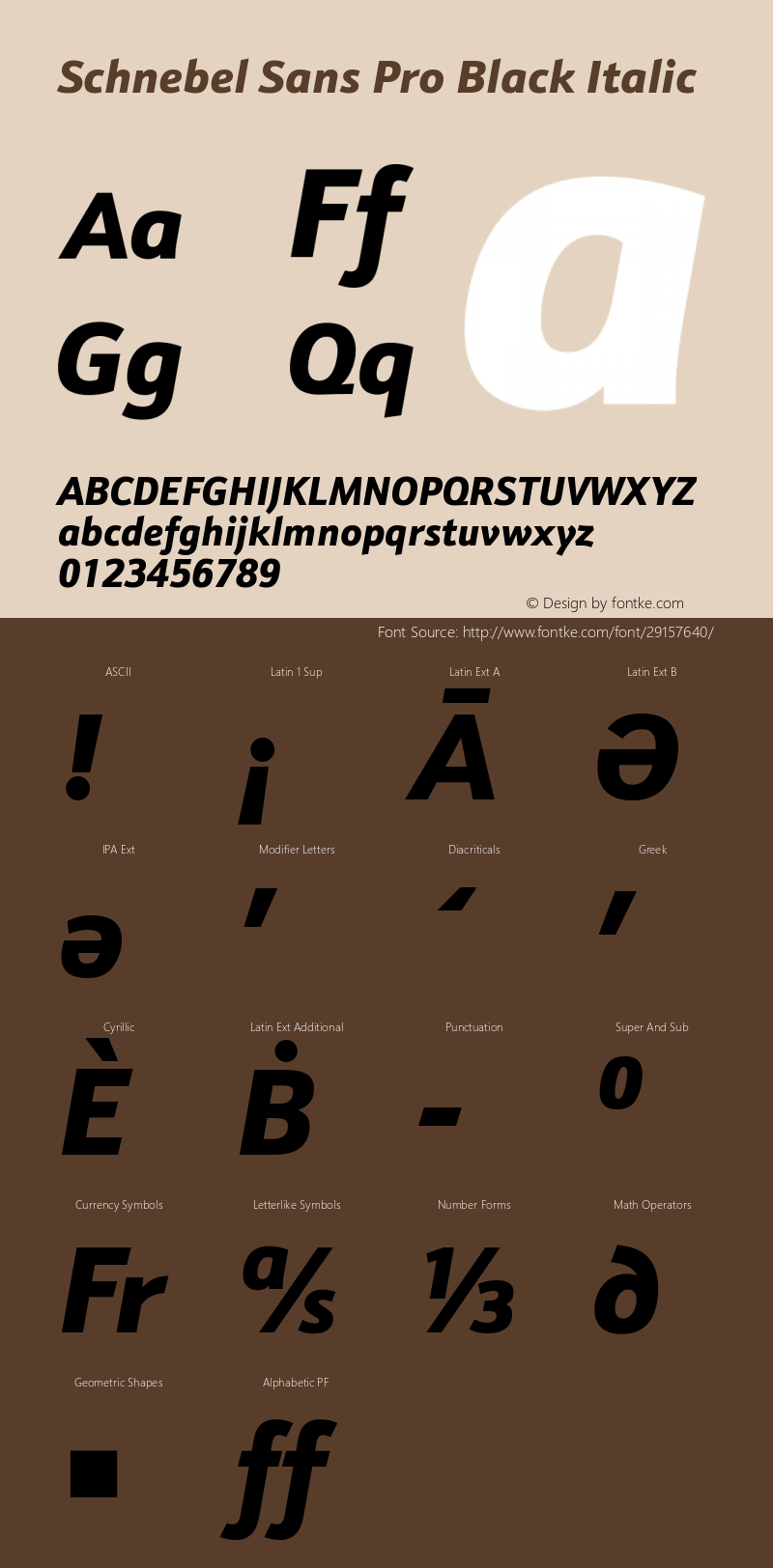 Schnebel Sans Pro Black Italic Version 1.00 Font Sample