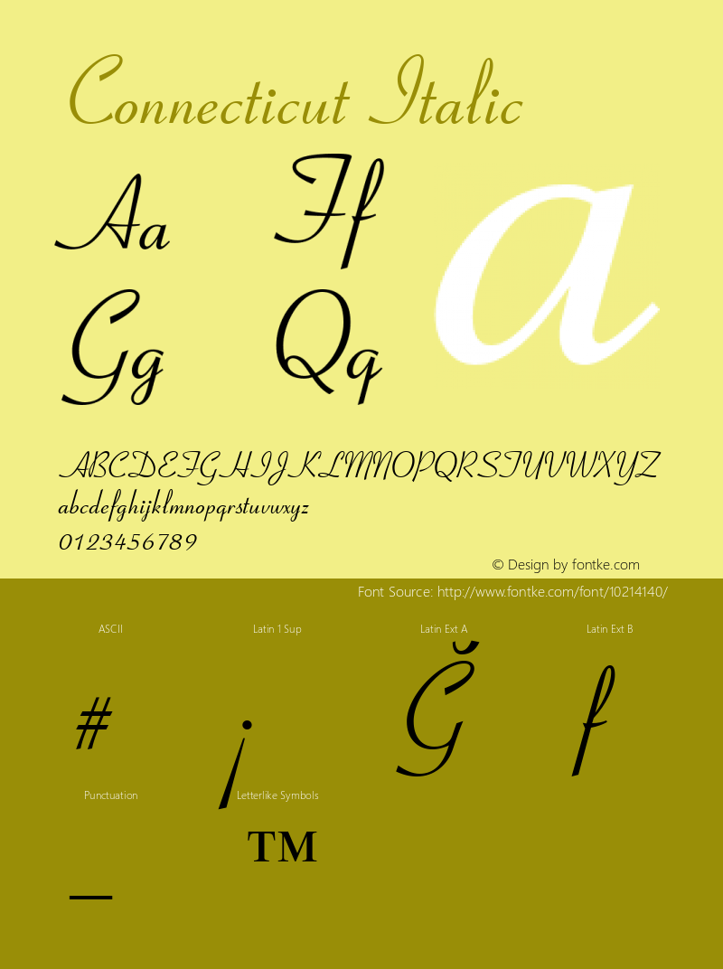 Connecticut Italic Version 1.21 Font Sample