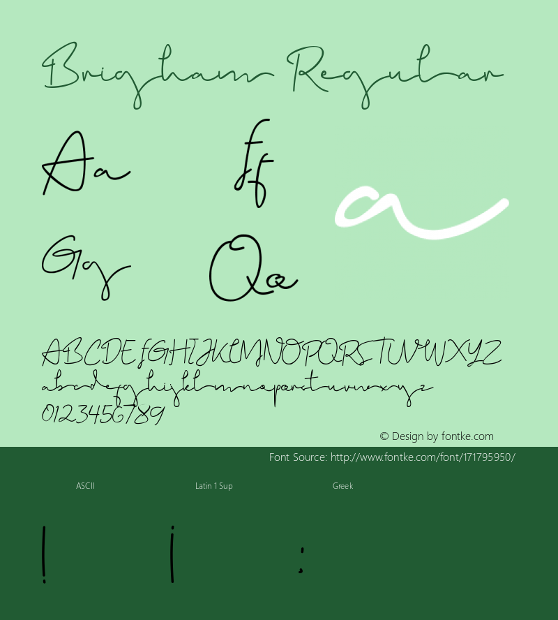 Brigham Version 1.00;May 20, 2019;FontCreator 11.5.0.2422 64-bit图片样张