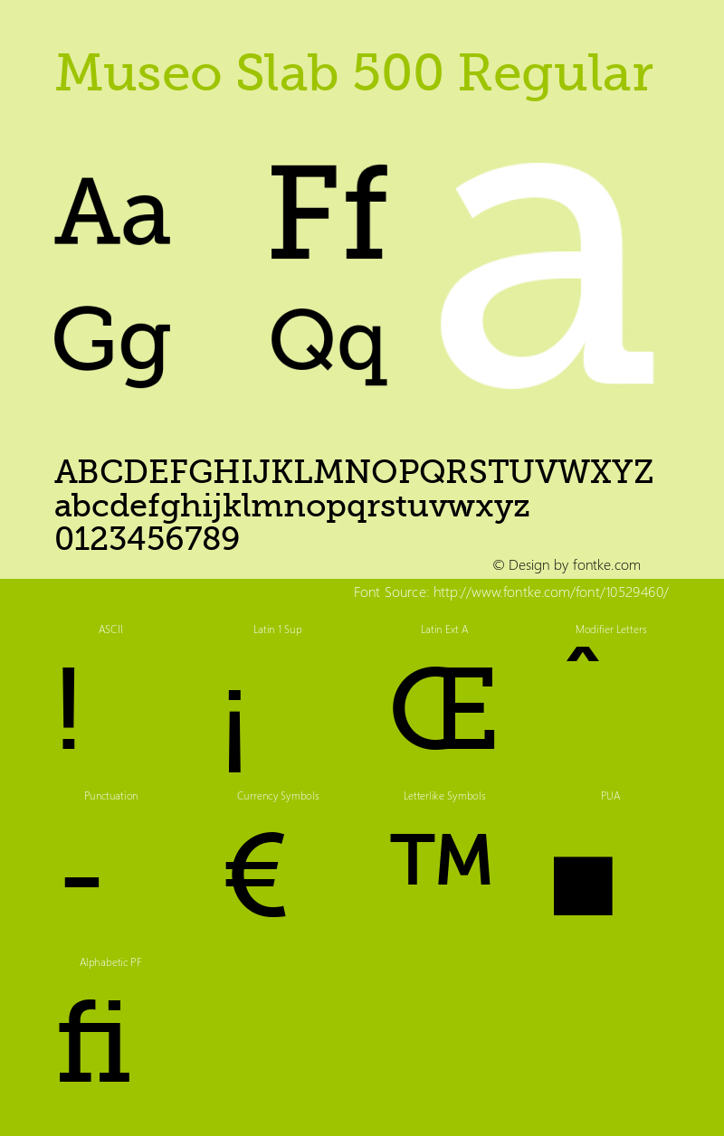 Museo Slab 500 Regular Version 1.000 Font Sample