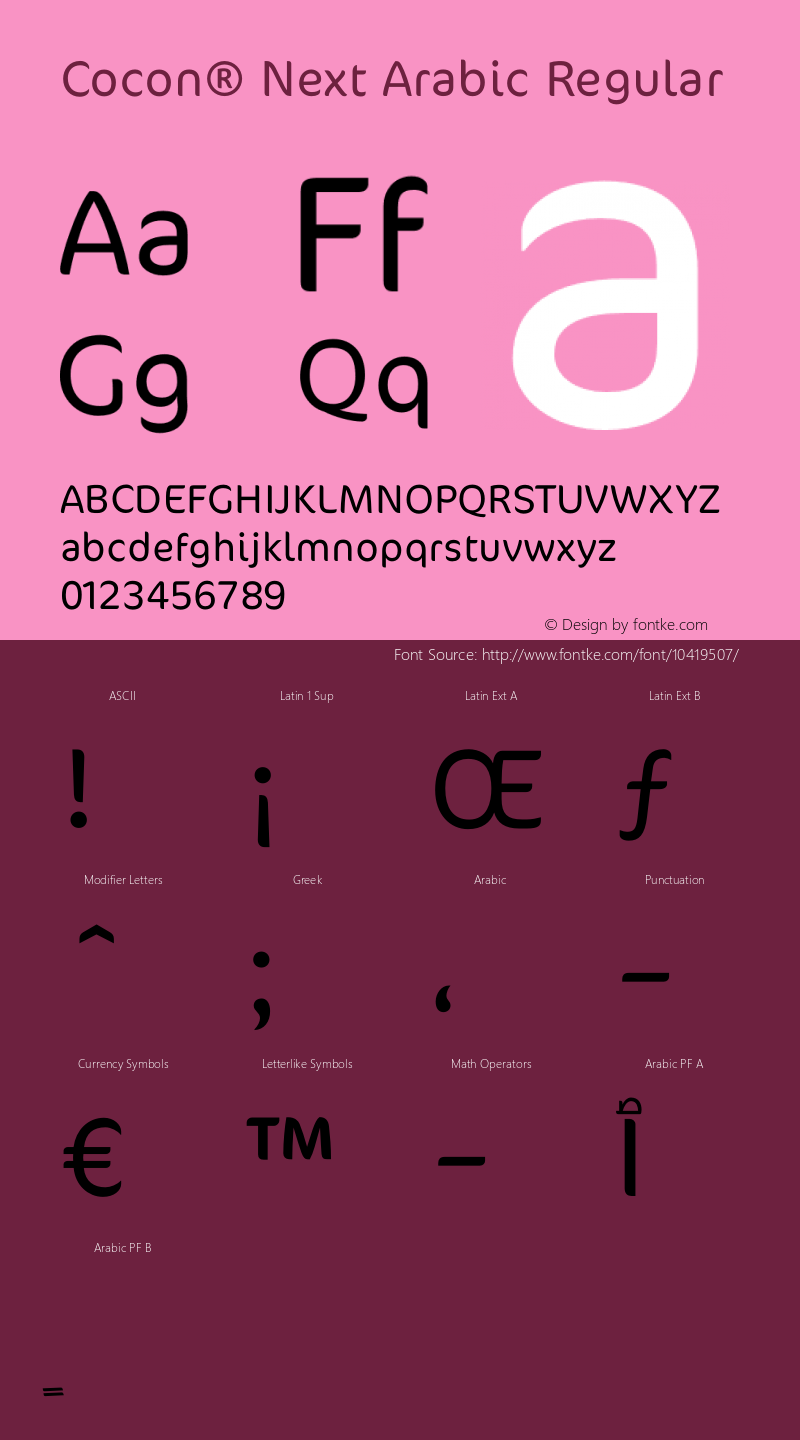 Cocon® Next Arabic Regular Version 1.002 2011 Font Sample