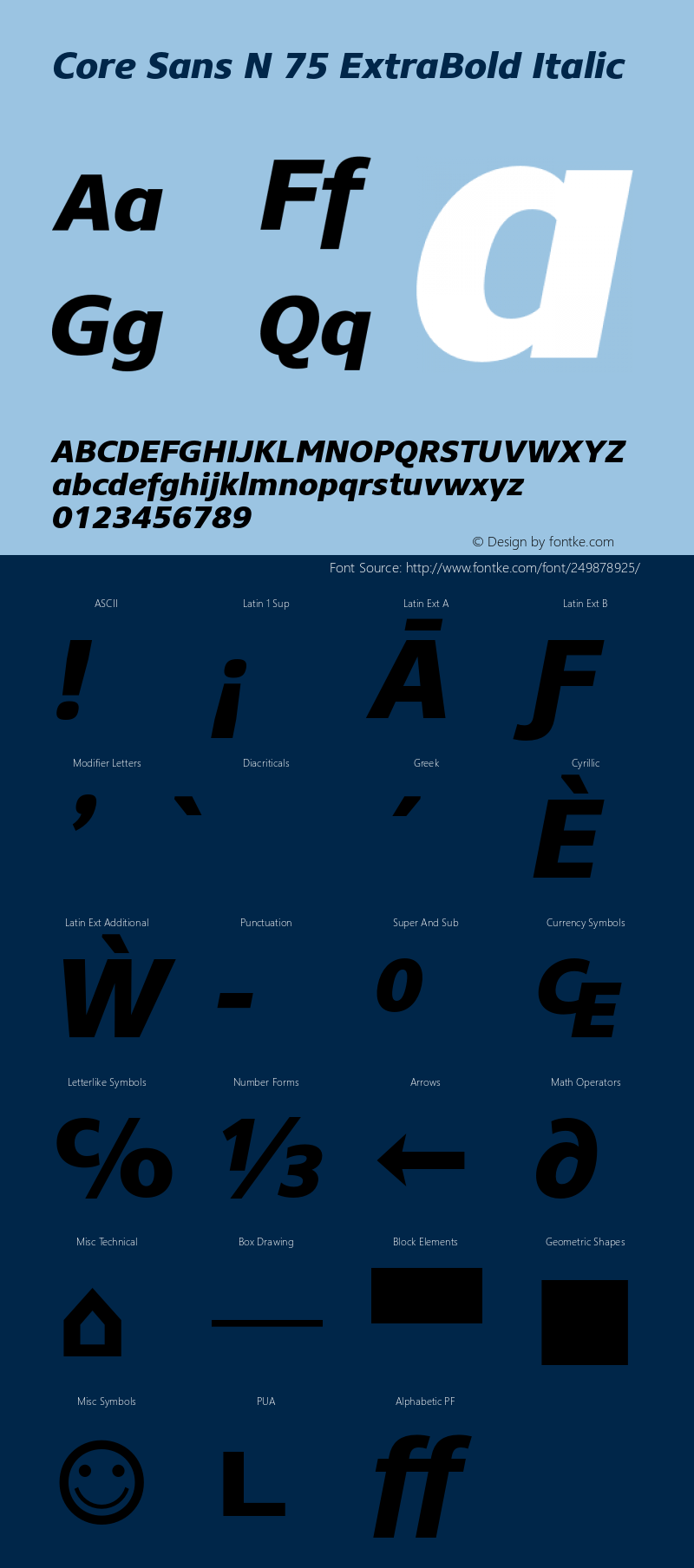 Core Sans N 75 ExtraBold Italic Version 3.007图片样张