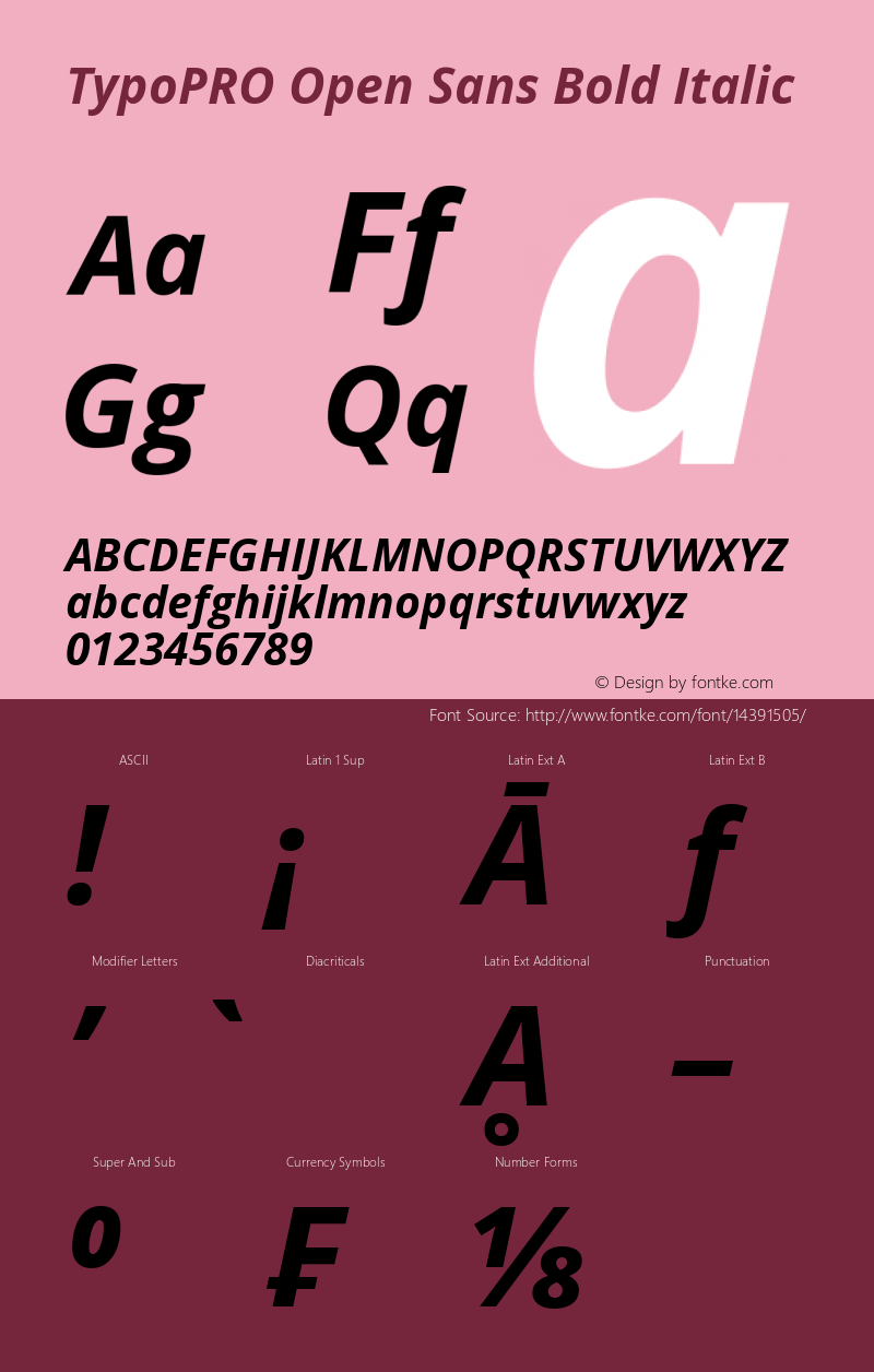 TypoPRO Open Sans Bold Italic Version 1.10 Font Sample