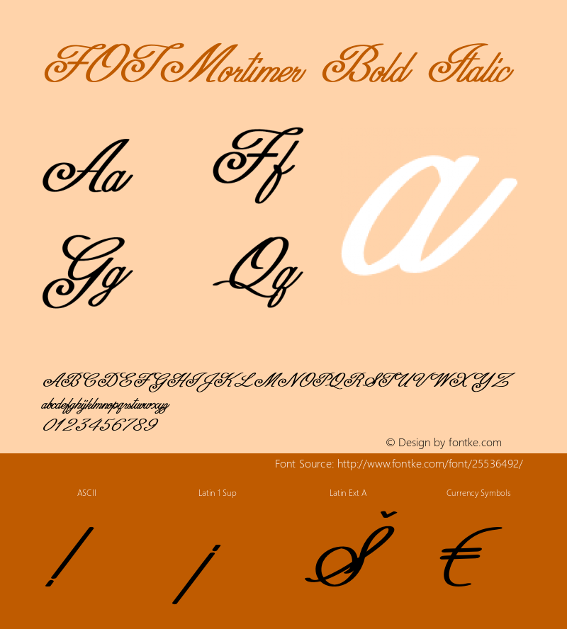 FOTMortimer-BoldItalic Version 1.000 Font Sample