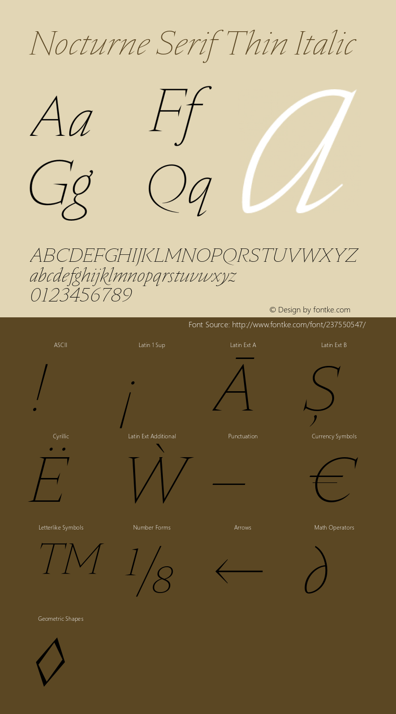 Nocturne Serif Thin Italic Version 2.000;hotconv 1.0.109;makeotfexe 2.5.65596图片样张