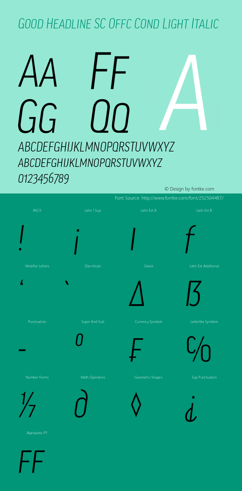 Good Head SC Offc Cond Light Italic Version 7.504; 2010; Build 1022图片样张