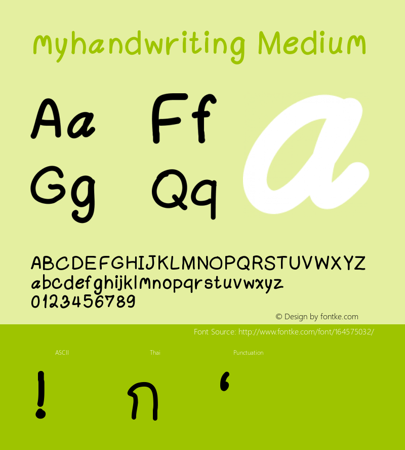 myhandwriting Version 001.000 Font Sample