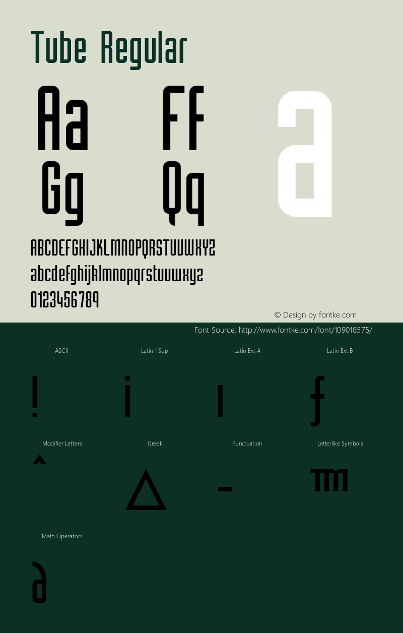 Tube W05 Regular Version 4.10 Font Sample