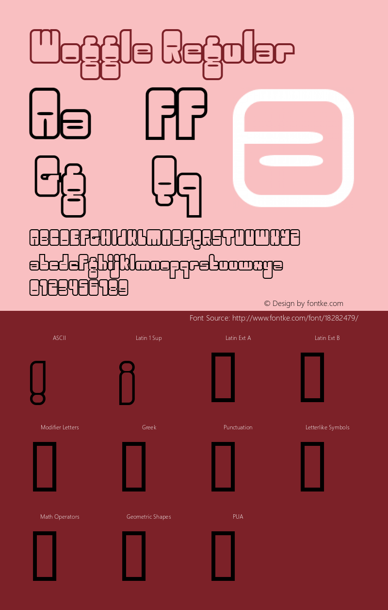 Woggle Regular Macromedia Fontographer 4.1.2 5/10/99 Font Sample