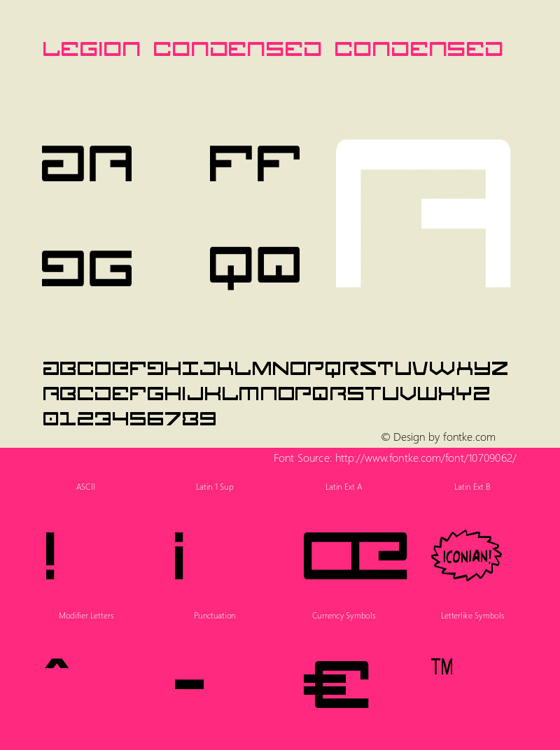 Legion Condensed Condensed Version 4.0; 2015 Font Sample