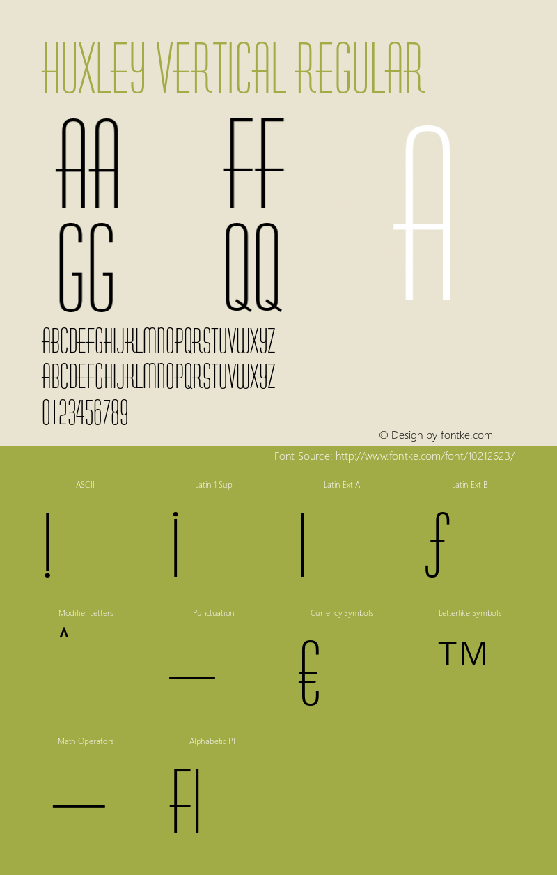 Huxley Vertical Regular 003.001 Font Sample