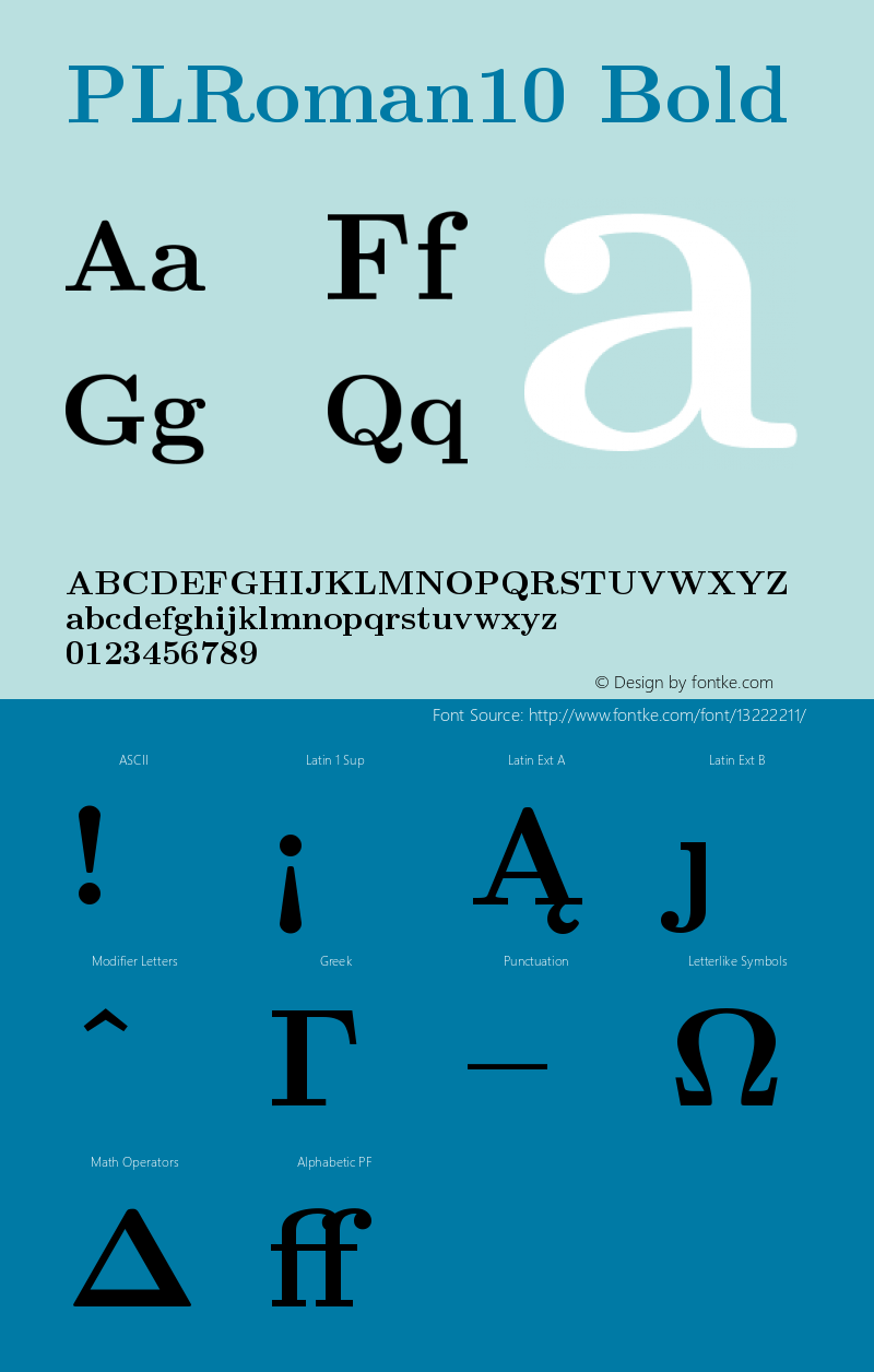 PLRoman10 Bold Version 1.11 Font Sample