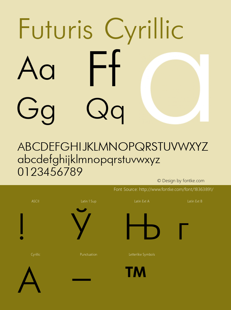 Futuris Cyrillic 001.000 Font Sample