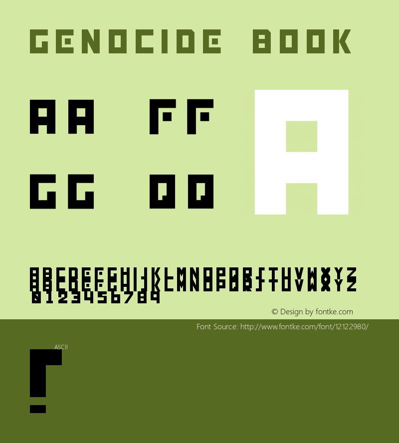 GENOCIDE Book Version Macromedia Fontograp Font Sample