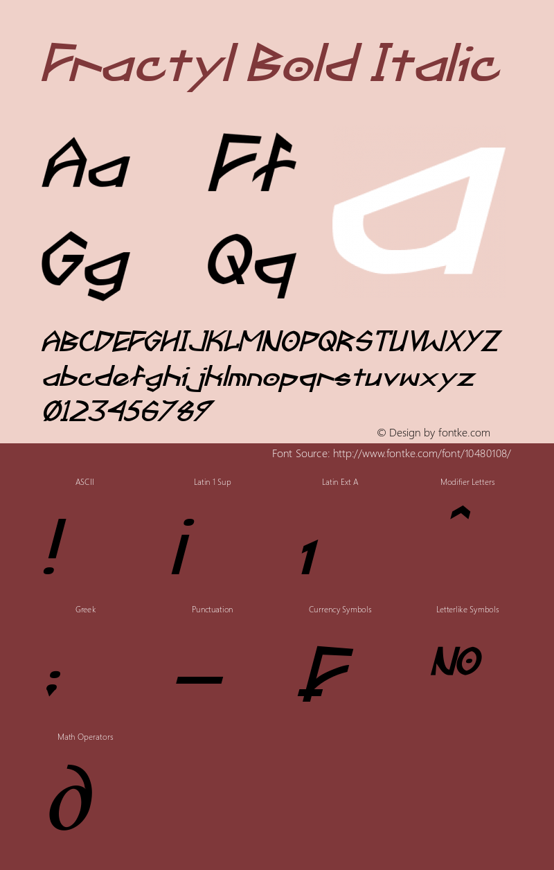 Fractyl Bold Italic Version 1.00 April 8, 2013, initial release Font Sample