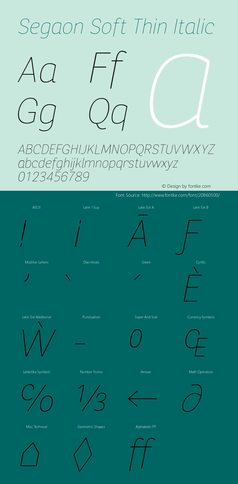 SegaonSoft-ThinItalic Version 1.000;PS 001.001;hotconv 1.0.56 Font Sample