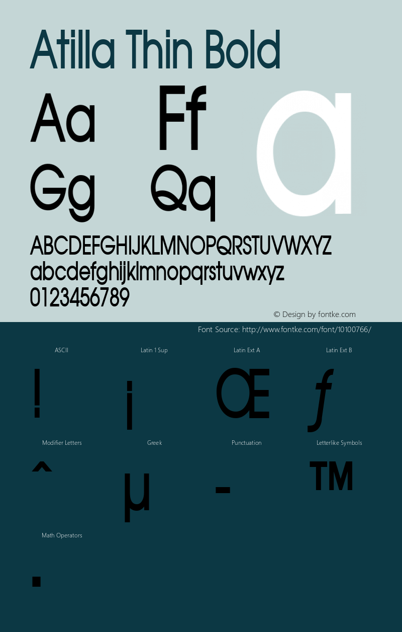 Atilla Thin Bold Altsys Fontographer 4.1 1/27/95 Font Sample