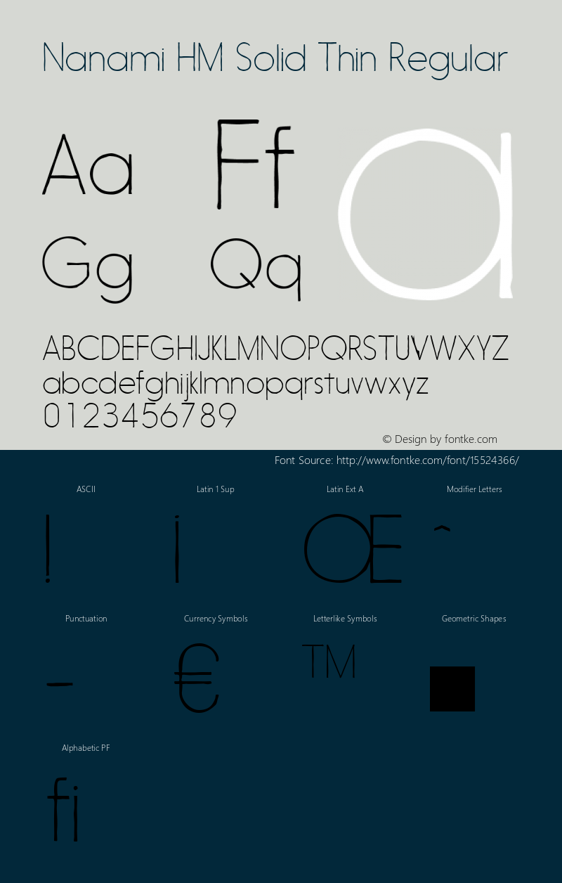 Nanami HM Solid Thin Regular Version 001.005 Font Sample