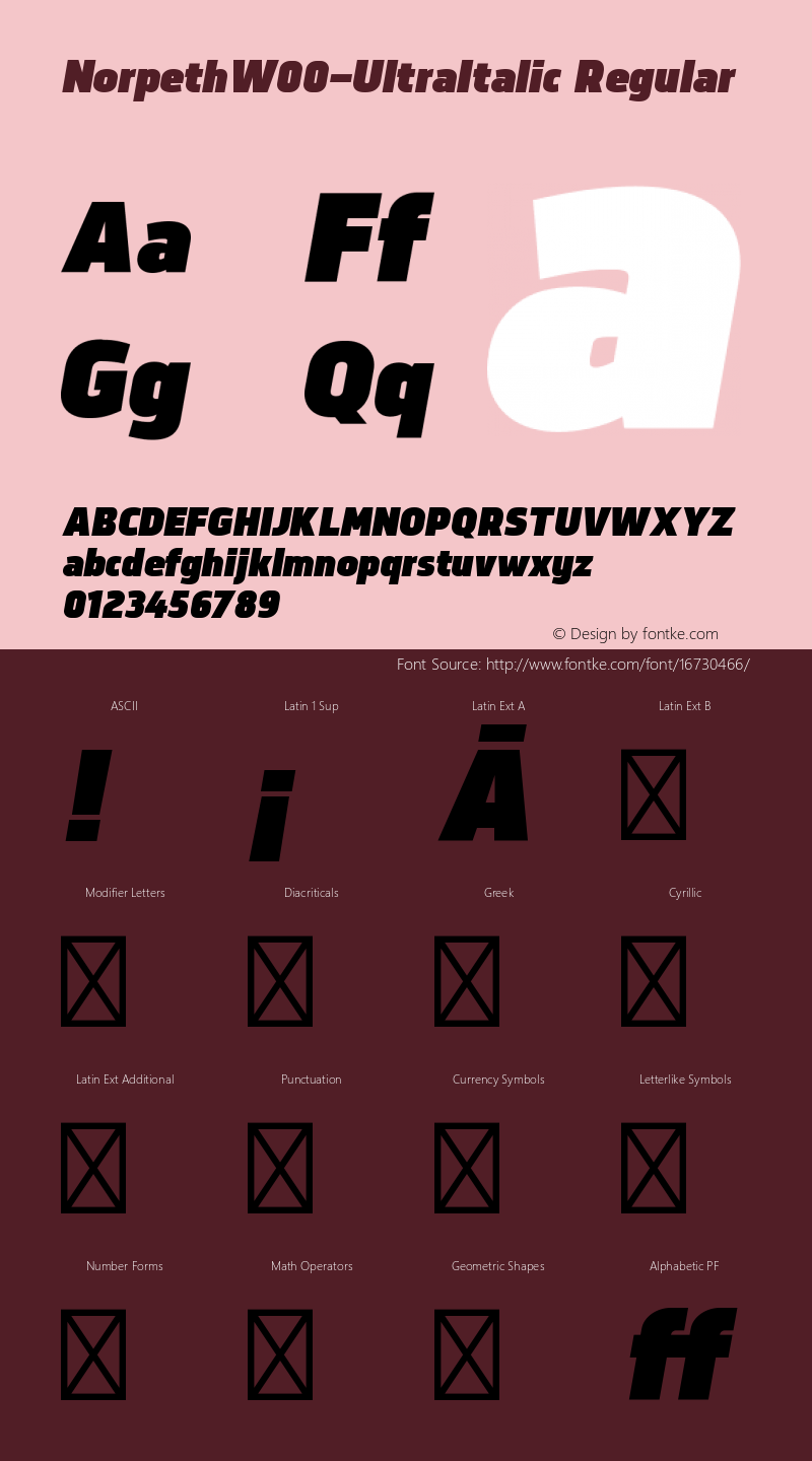 NorpethW00-UltraItalic Regular Version 1.10 Font Sample