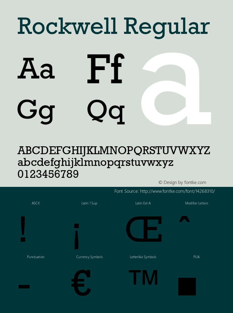 Rockwell Regular Version 1.65 Font Sample