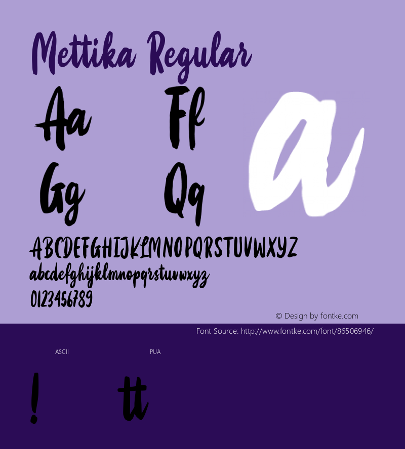 Mettika Version 1.000 Font Sample