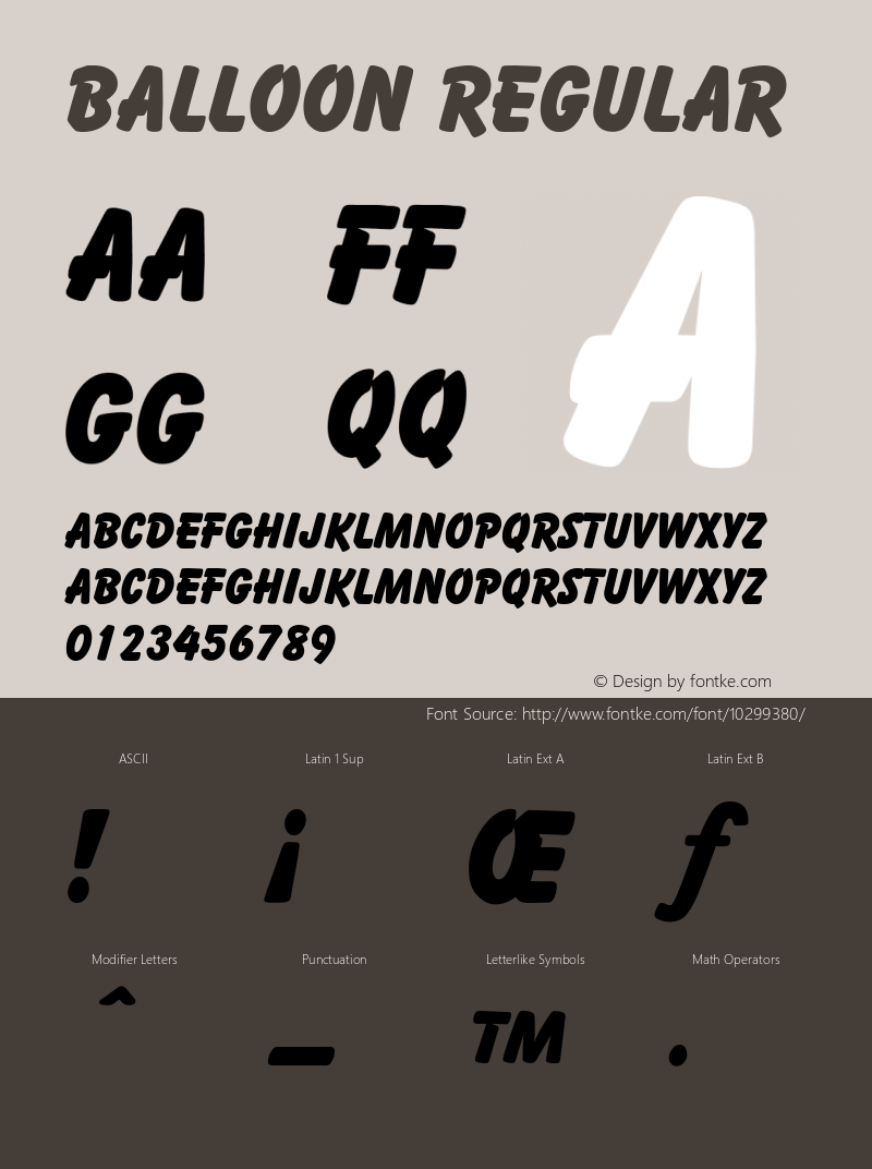 Balloon Regular Version 1 Font Sample